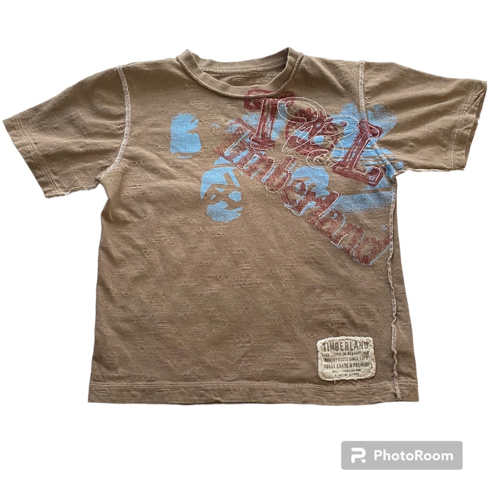 EUC•Timberland Distressed Print boys top size 7